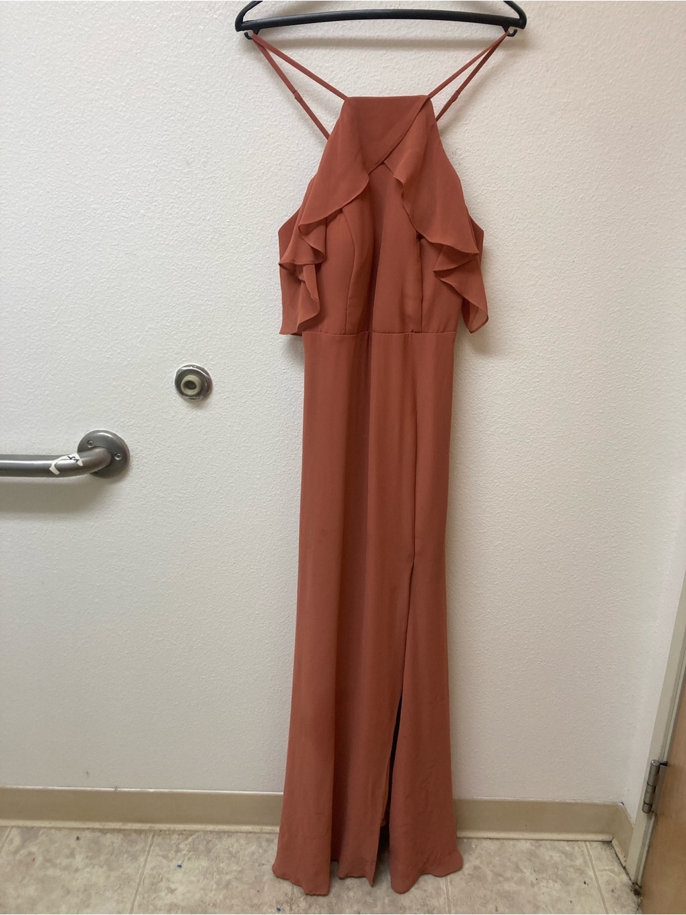 BIRDY GREY “Jules” Terracotta Chiffon Formal Gown (L)